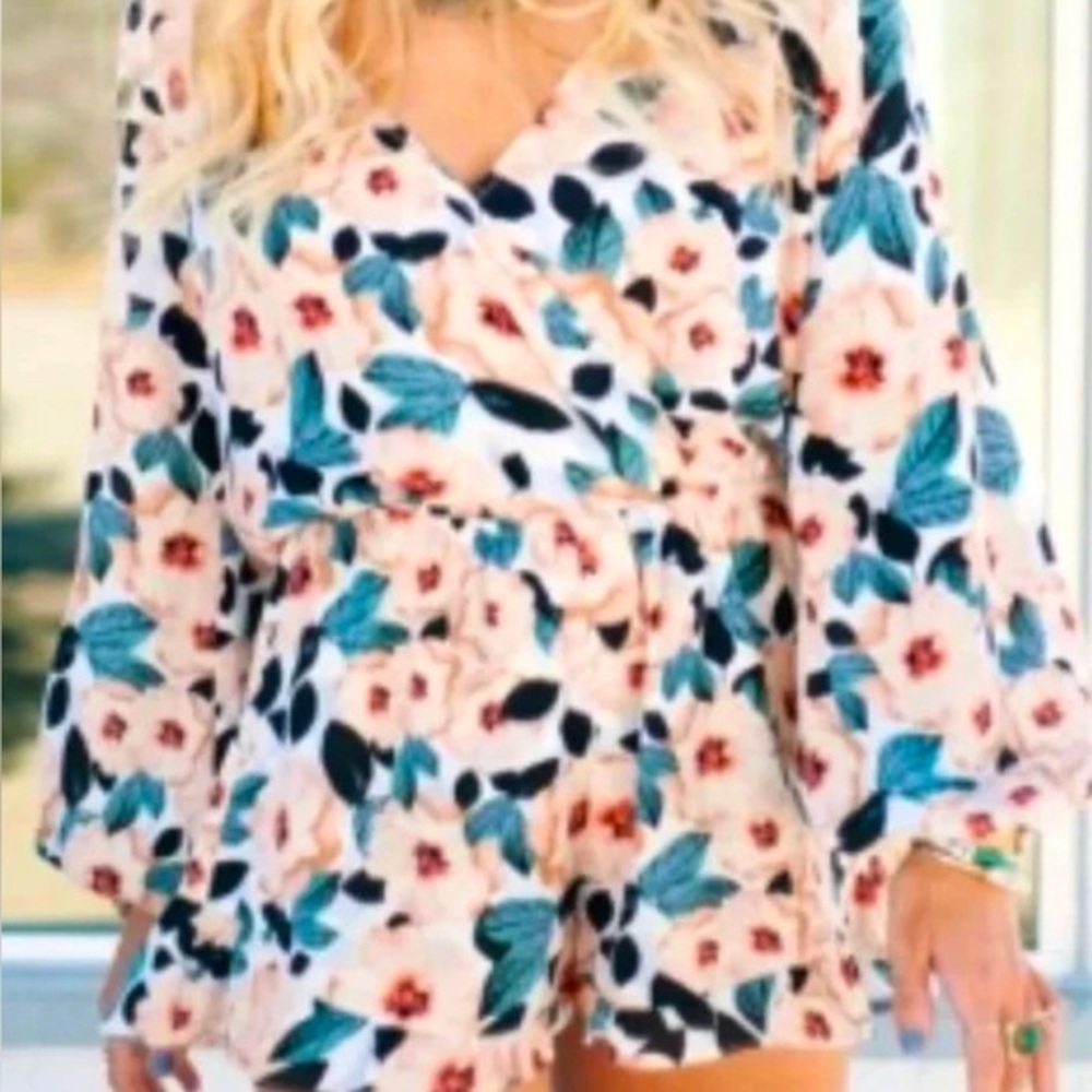 Show Me Your Mumu Womens Medium Pink Floral Rocky Ruffle Romper Vacation Size M